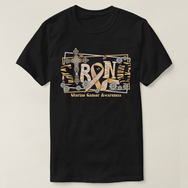 T-shirt Ruban croisé de sensibilisation à l'utérus Strong  (Design devant)