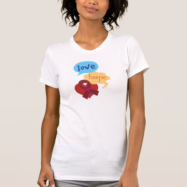 T-shirt Ruban de Bourgogne d'espoir d'amour (Devant)