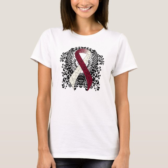 T-shirt Ruban de Bourgogne et d'ivoire avec ailes (Devant)