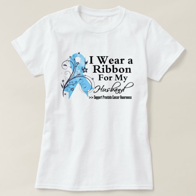 T-shirt Ruban de cancer de la prostate de mari (Design devant)