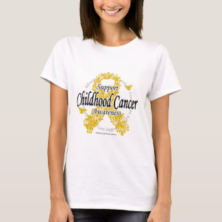 T-shirt Ruban de Cancer d'enfance des papillons
