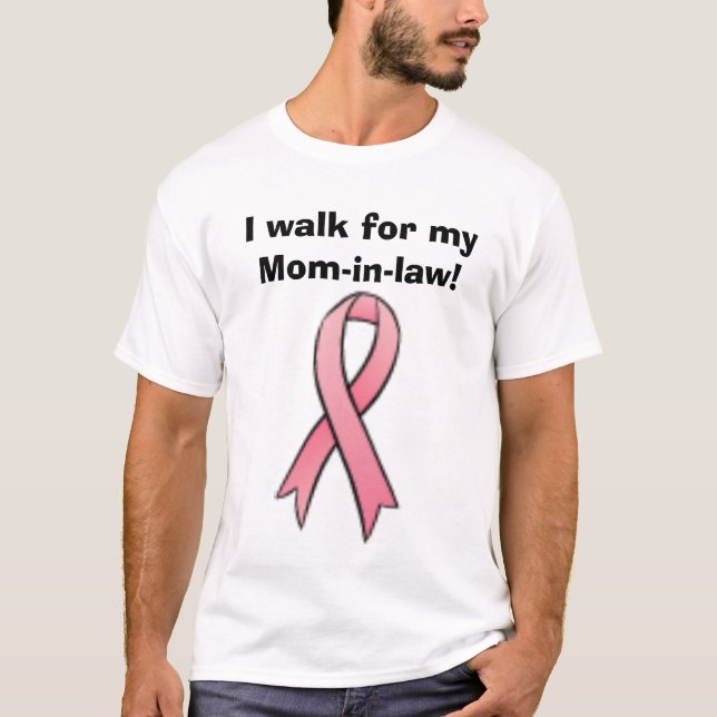 T-shirt ruban de cancer du sein, je marche pour ma (Devant)