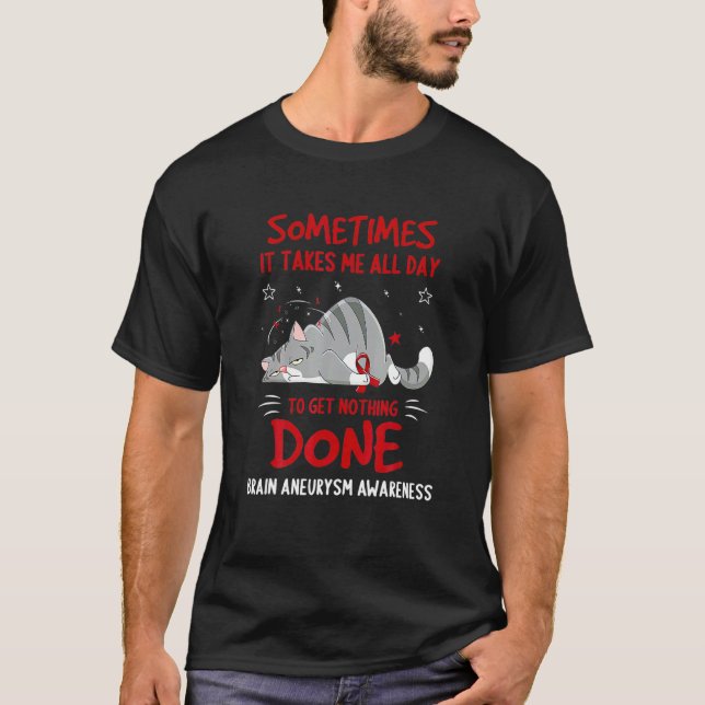 T-shirt Ruban de chat de sensibilisation à l'anévrisme cér (Devant)