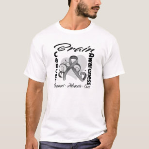 T-shirt Ruban de coeur - conscience de cancer du cerveau