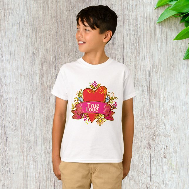T-shirt Ruban de cœur d'amour véritable avec éléments flor (Créateur téléchargé)