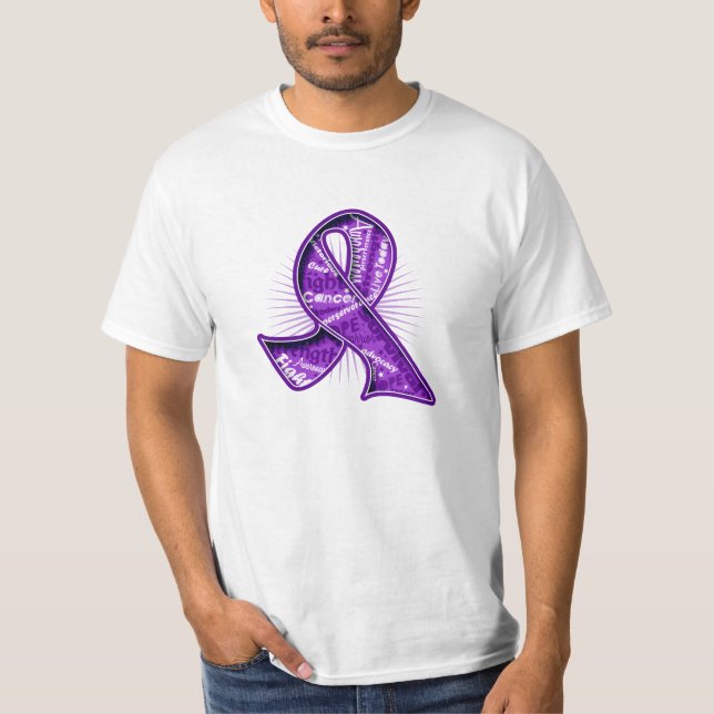 T-shirt Ruban de filigrane de slogan de Cancer (Devant)