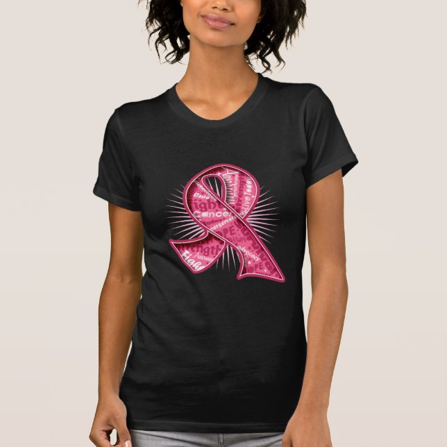 T-shirt Ruban de filigrane de slogan de cancer du sein (Devant)