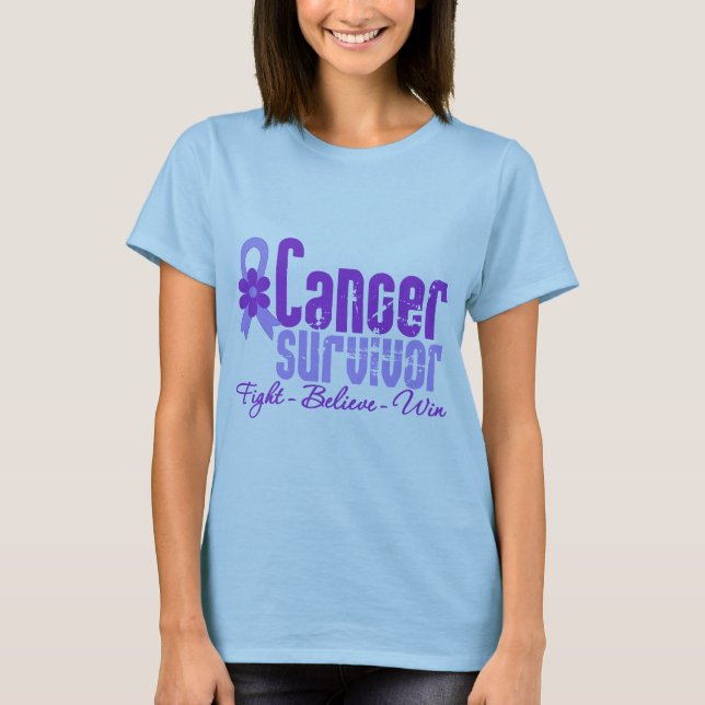 T-shirt Ruban de fleur de lavande de survivant de Cancer (Devant)