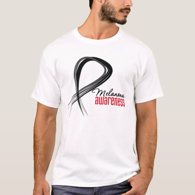 T-shirt Ruban de grunge de conscience de mélanome (Devant)