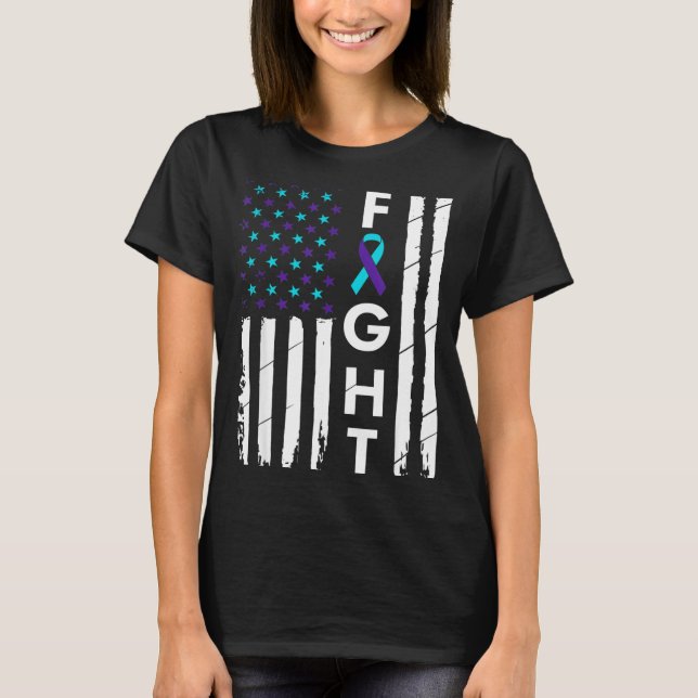 T-shirt Ruban de la lutte drapeau américain prévention sen (Devant)