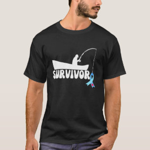 T-shirt Ruban de pêche Survivant de sensibilisation au dia