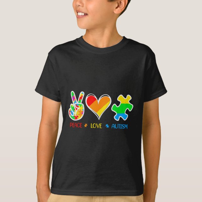 T-shirt Ruban de pièces de puzzle de l'autisme de l'amour  (Devant)