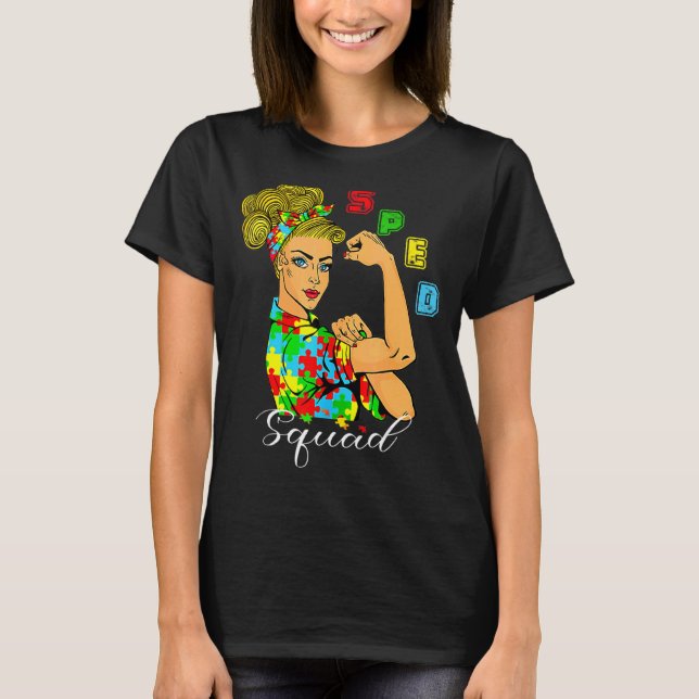 T-shirt Ruban de pièces de puzzle de l'équipe Sped Mois de (Devant)