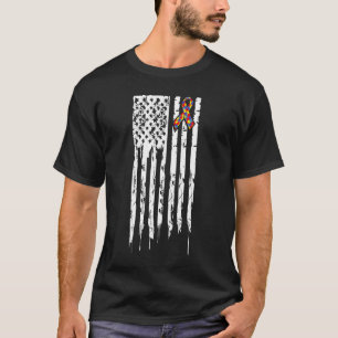 T-shirt Ruban de puzzle d'autisme de drapeau américain