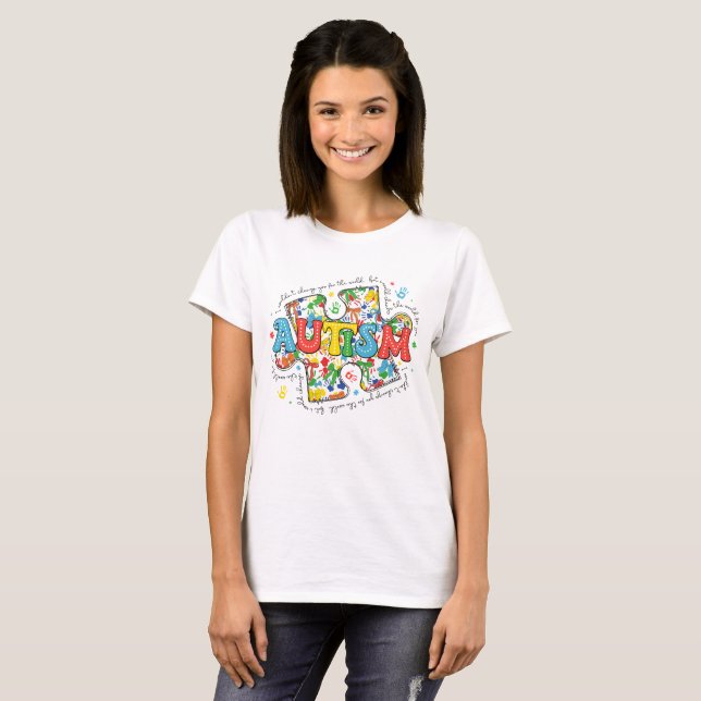 T-shirt Ruban de puzzle de sensibilisation à l'autisme (Devant entier)