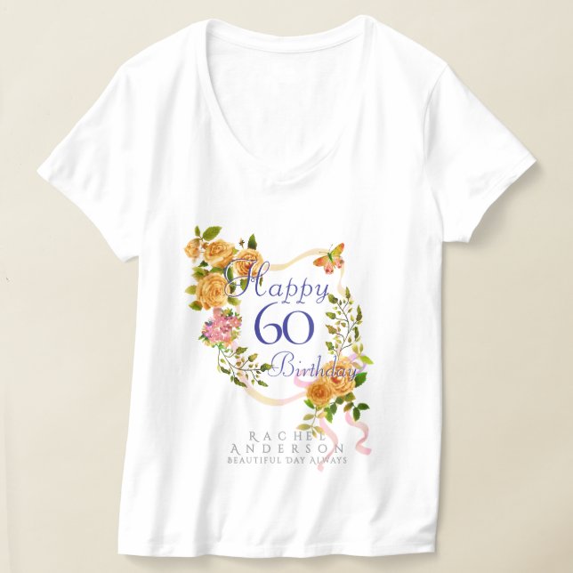 T-shirt Ruban de rose d'or 60e anniversaire (Poser)