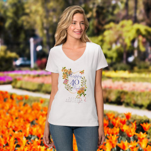 T-shirt Ruban de rose dorée 40e anniversaire