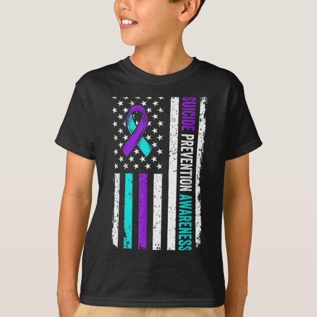 T-shirt Ruban de sensibilisation à la prévention du suicid (Devant)
