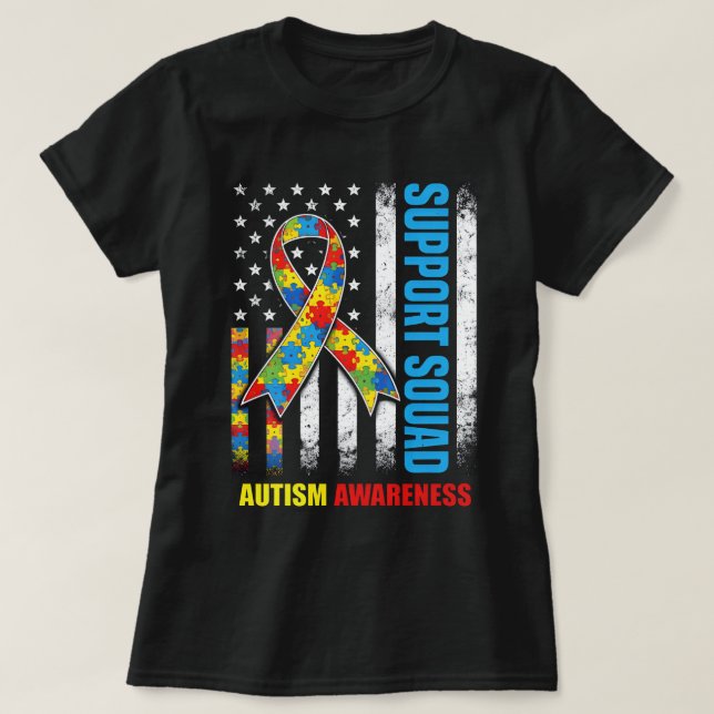 T-shirt ruban de sensibilisation à l'autisme équipe de sou (Design devant)
