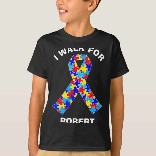 T-shirt Ruban de sensibilisation à l'autisme Marche de col (Devant)
