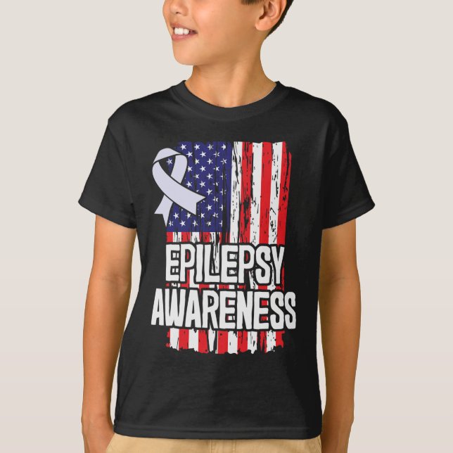 T-shirt Ruban de sensibilisation à l'épilepsie du drapeau  (Devant)