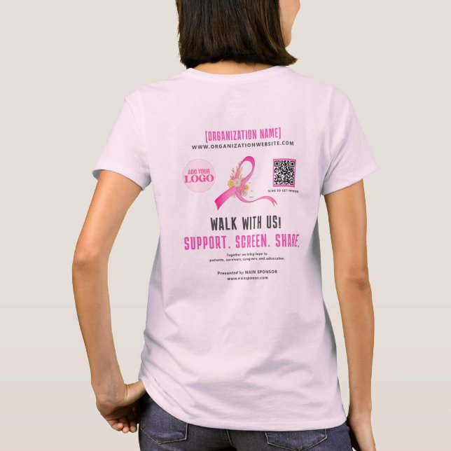 T-shirt Ruban de sensibilisation au cancer du sein Code QR (Dos)