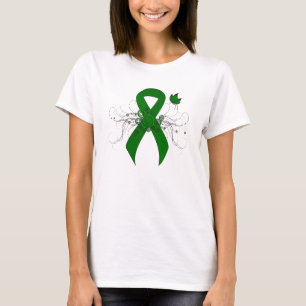 T-shirt Ruban de sensibilisation au vert avec papillon