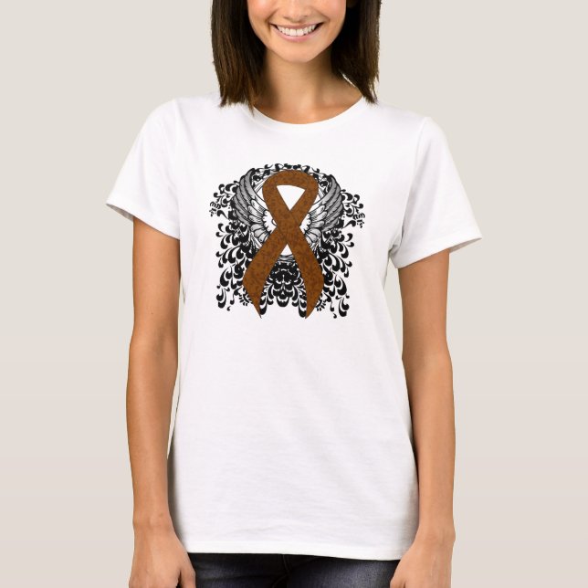 T-shirt Ruban de sensibilisation Brown avec ailes (Devant)