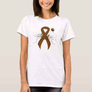 T-shirt Ruban de sensibilisation Brown avec papillon