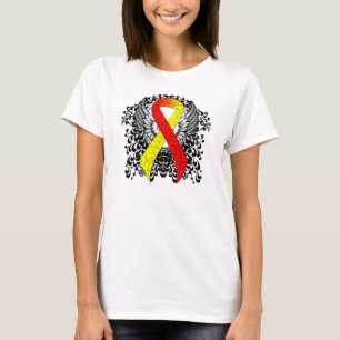 T-shirt Ruban de sensibilisation rouge et jaune avec ailes