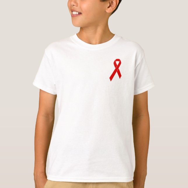 T-shirt Ruban de sensibilisation rouge + votre message (Devant)