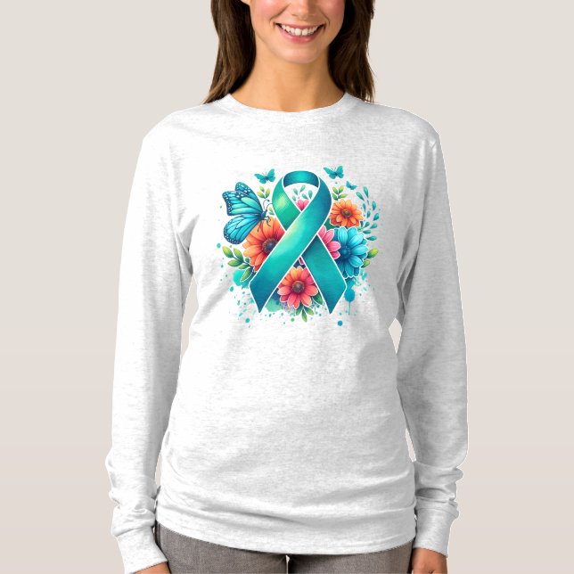 T-shirt Ruban de sensibilisation Turquoise Myasthenia Grav (Devant)