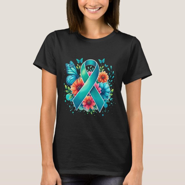 T-shirt Ruban de sensibilisation Turquoise Myasthenia Grav (Devant)