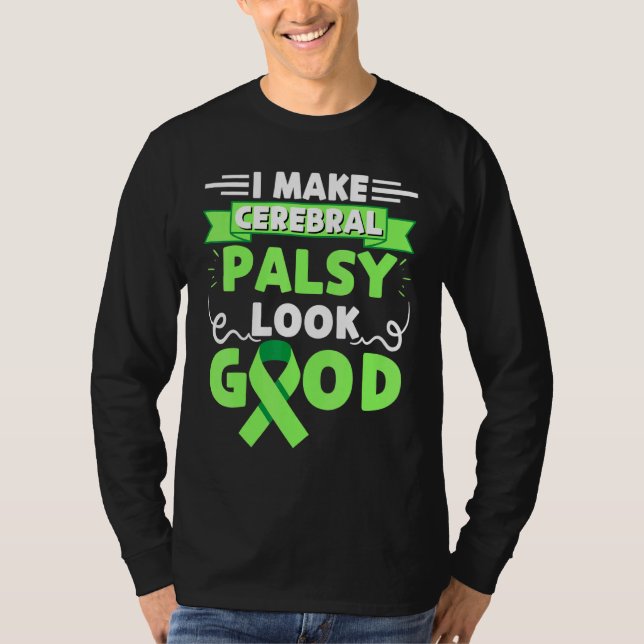T-shirt Ruban de sensibilisation vert pour la paralysie cé (Devant)