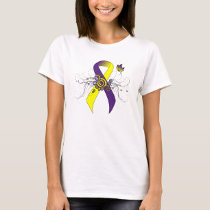 T-shirt Ruban de sensibilisation violet et jaune avec papi