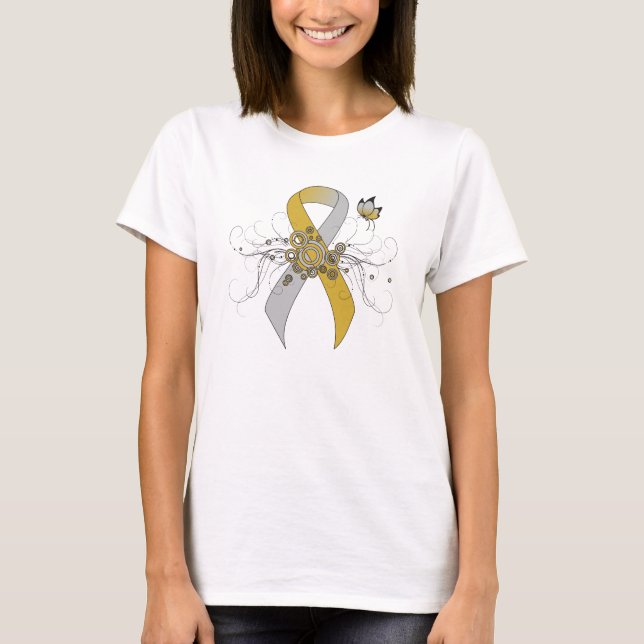 T-shirt Ruban d'or et d'argent avec papillon (Devant)