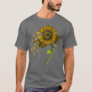 T-shirt Ruban d'or et tournesol Sensibilisation au cancer