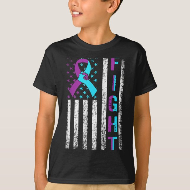 T-shirt Ruban du drapeau américain de sensibilisation à la (Devant)