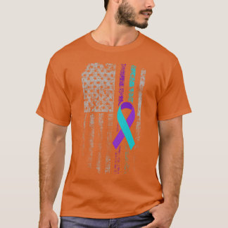 T-shirt Ruban du drapeau américain pour la sensibilisation