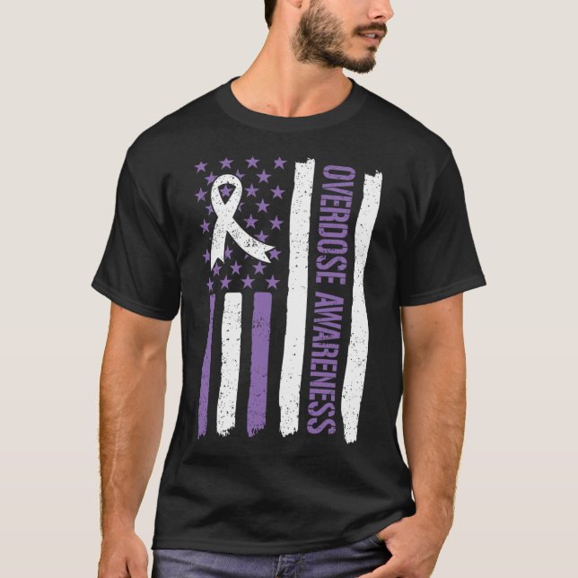 T-shirt Ruban du drapeau américain pour le mois de sensibi (Devant)