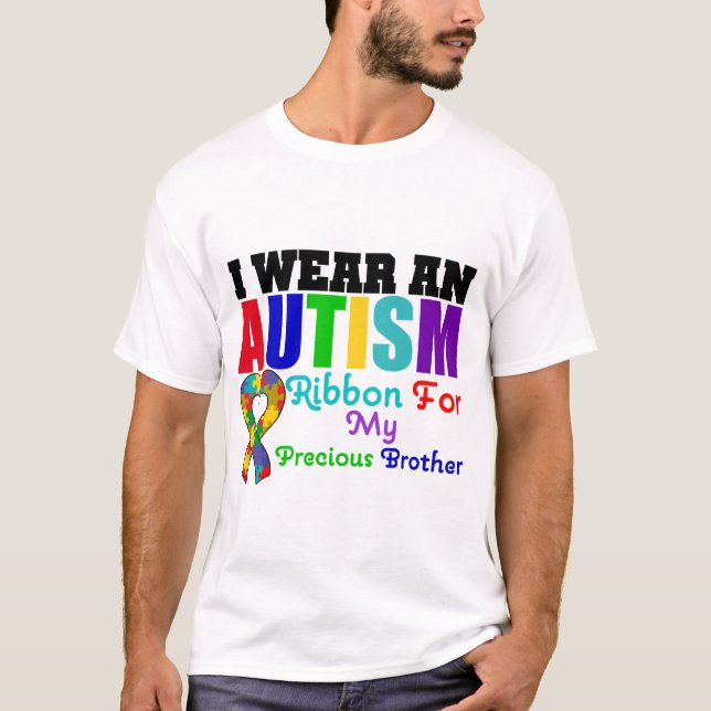 T-shirt Ruban d'usage de l'autisme I pour mon frère (Devant)