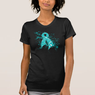 T-shirt Ruban floral de remous de cancer du col de