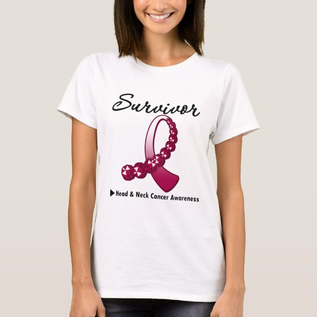T-shirt Ruban Gemstone Survivante du cancer de la tête et  (Devant)