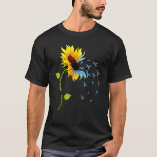 T-shirt Ruban gris-bleu Tournesol T1D Type 1 Diabète Awa