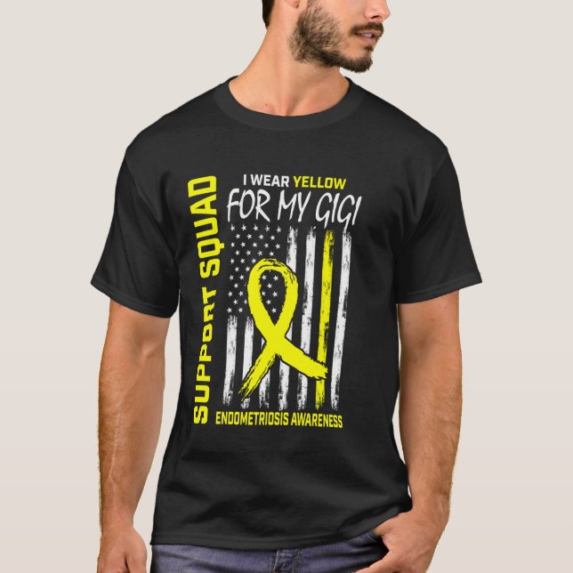 T-shirt Ruban Jaune de Sensibilisation à l'Endométriose Gi (Devant)