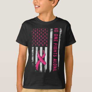 T-shirt Ruban nk Drapeau Américain Seul Contre le Cancer d