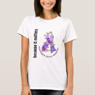 T-shirt Ruban oesophagien 3 de fleur de Cancer