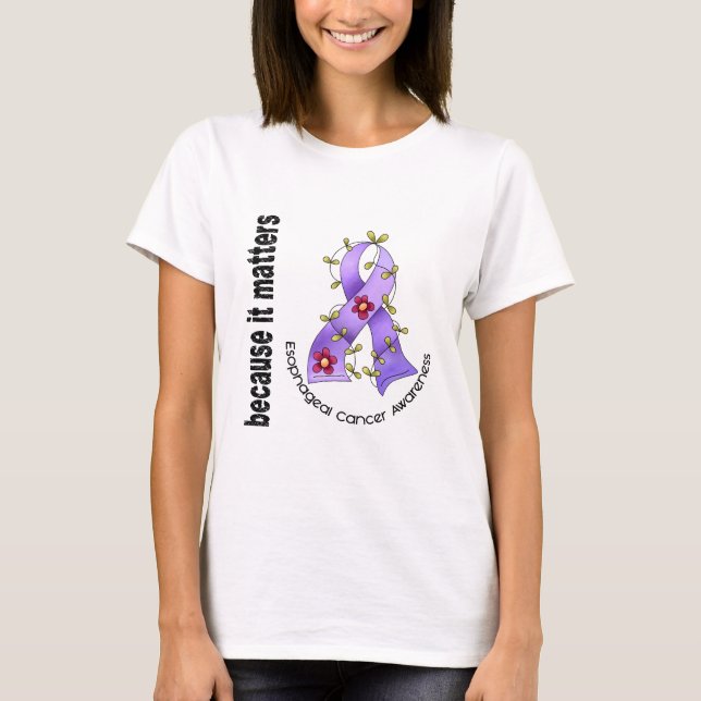 T-shirt Ruban oesophagien 3 de fleur de Cancer (Devant)