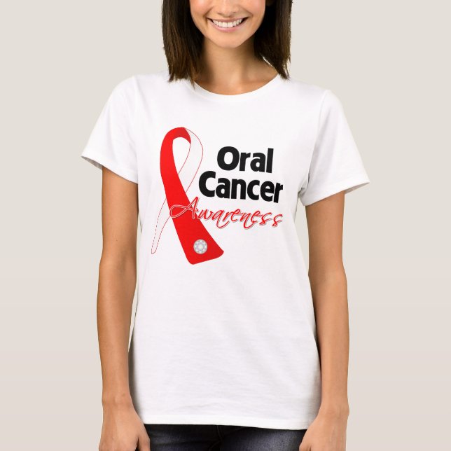 T-shirt Ruban oral de conscience de Cancer (Devant)