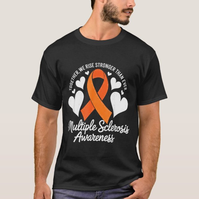 T-shirt Ruban orange Nous nous élevons plus forts Sclérose (Devant)